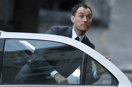 Jude Law arrives at the Old Bailey to give evidence in phone-hacking trial